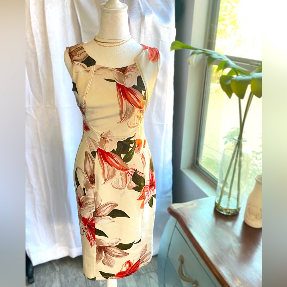 Enfocus Studio pencil dress with floral design
